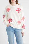Rails Zoey Floral Intarsia Cotton Sweater In White