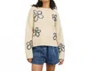 Rails Zoey In Stitched Daisies Sweater In Ivory/navy