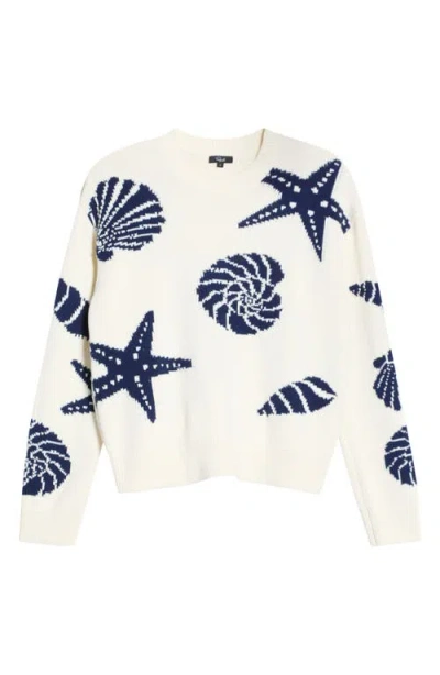Rails Zoey Seashell Intarsia Cotton Sweater In White