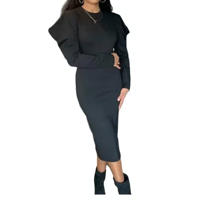 Raiment Irie Statement Sleeve Midi Dress In Black
