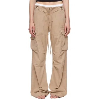 Raimundo Langlois Beige Double Fly Cargo Pants In Brown