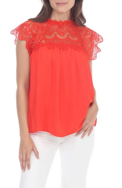 Rain Airflow Lace Top In Poppy Red