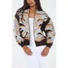 Rain And Rose Abstract Jacquard Knit Cardigan In Multi