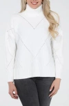 Rain And Rose Argyle Turtleneck Sweater In White