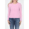 Rain And Rose Beaded Embellished Cable Stitch Sweater In Pink