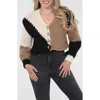 Rain And Rose Block Print Cardigan In Brown