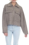 Rain And Rose Boiled Faux Shearling Crop Utility Jacket In Gray