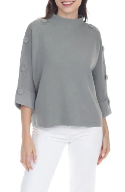Rain And Rose Button Detail Sweater In Heather Grey