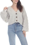 Rain And Rose Button Front Cardigan In Grey