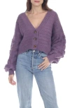 Rain And Rose Button Front Cardigan In Purple