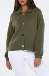 Rain And Rose Button Front Jacket In Green