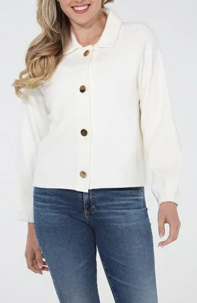 Rain And Rose Button Front Jacket In Ivory