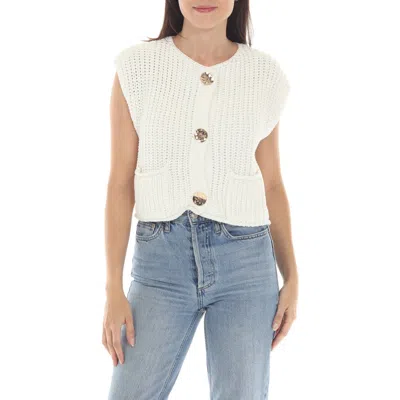 Rain And Rose Button Knit Vest In White