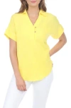 Rain And Rose Cotton Gauze Camp Shirt In Yellow