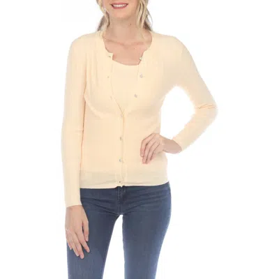 Rain And Rose Crewneck Button-up Knit Top In Beige