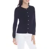 Rain And Rose Crewneck Button-up Knit Top In Black