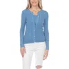 Rain And Rose Crewneck Button-up Knit Top In Blue