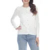 Rain And Rose Crewneck Button-up Knit Top In White