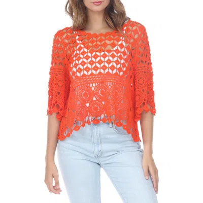 Rain And Rose Crochet Top In Tomato