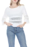 Rain And Rose Cropped Bell Sleeve Sweater In White
