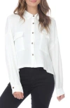 Rain And Rose Cropped Cotton Gauze Button-up Shirt In White