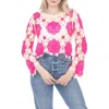 Rain And Rose Cutout Openwork Sweater In Fuchsia