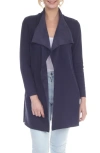 Rain And Rose Drape Neck Jacket In Navy