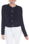 Rain And Rose Eyelash Cardigan In Blue
