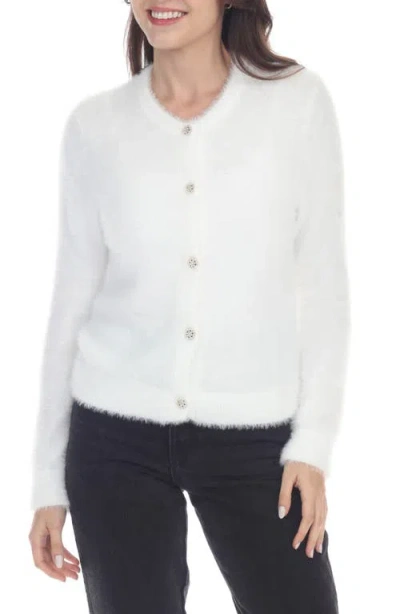 Rain And Rose Eyelash Cardigan In White