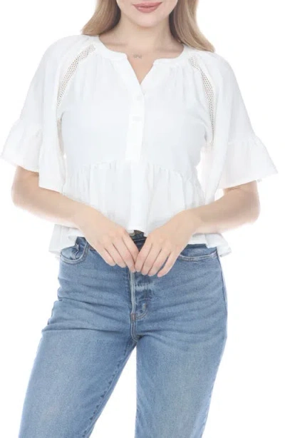 Rain And Rose Eyelet Peplum Top In White