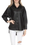 Rain And Rose Faux Leather Shirt Jacket In Black