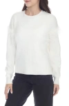 Rain And Rose Feather Trim Crewneck Sweater In Ivory