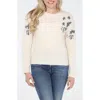 Rain And Rose Floral Embroidered Sweater In Neutral