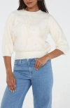 Rain And Rose Floral Embroidered Sweater In White