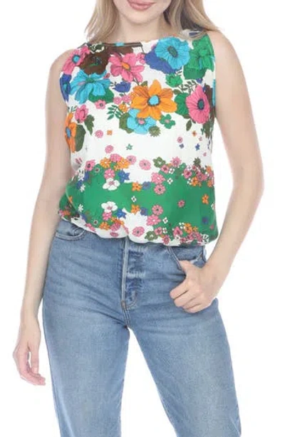 Rain And Rose Floral Print Sleeveless Top In As Is