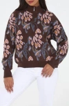Rain And Rose Floral Quarter Zip Sweater In Brown