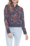 Rain And Rose Floral Quarter Zip Sweater In Prarie Night
