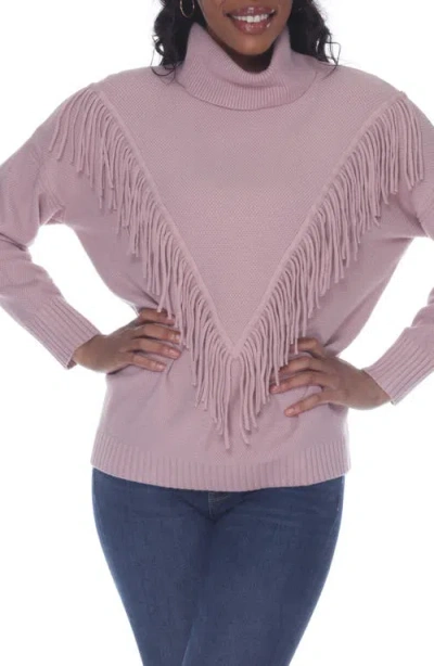 Rain And Rose Fringe Trim Sweater In Pink