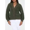 Rain And Rose Fuzzy Flower Button Cardigan In Green