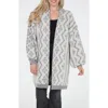 Rain And Rose Geo Pattern Coatigan In Gray