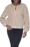 Rain And Rose High Pile Fleece Bomber Jacket In Neutral