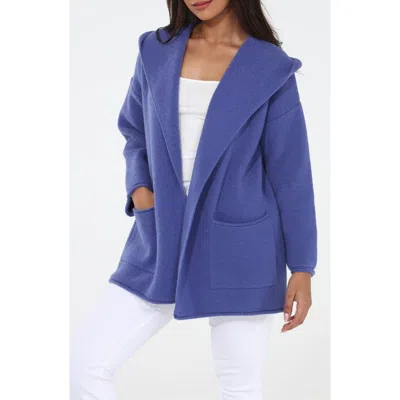 Rain And Rose Hooded Coatigan In Blue
