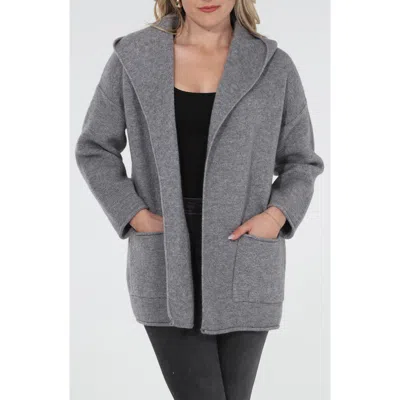 Rain And Rose Hooded Coatigan In Grey
