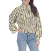 Rain And Rose Houndstooth Check Crop Jacket In Blue