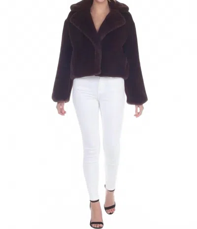 Rain And Rose Isabella Faux Fur Jacket In Rich Chocolate In Multi