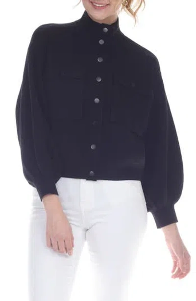 Rain And Rose Knit Snap Jacket In Black