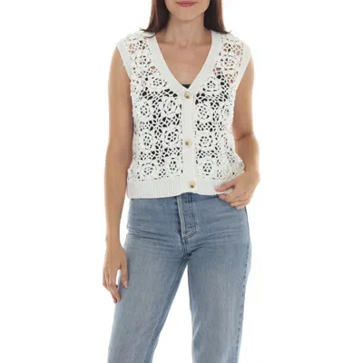 Rain And Rose Mirabelle Knit Button Vest Top In White