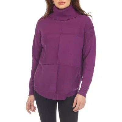Rain And Rose Long Sleeve Turtleneck Sweater In Purple