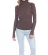 Rain And Rose Mia Long-sleeve Turtle Neck Tee In Chocolate In Gray