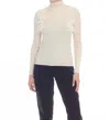 Rain And Rose Mia Long-sleeve Turtle Neck Tee In Ivory In White